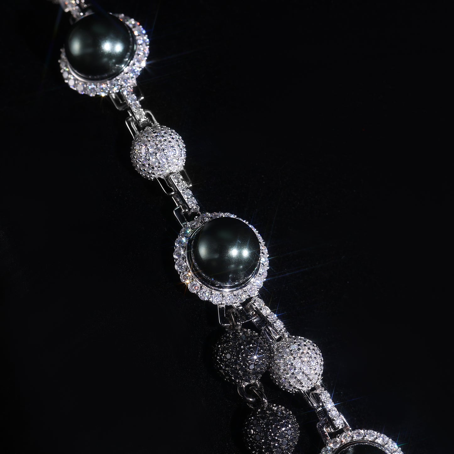 Iced Out Turtle Pendant with Black & White Ball Chain