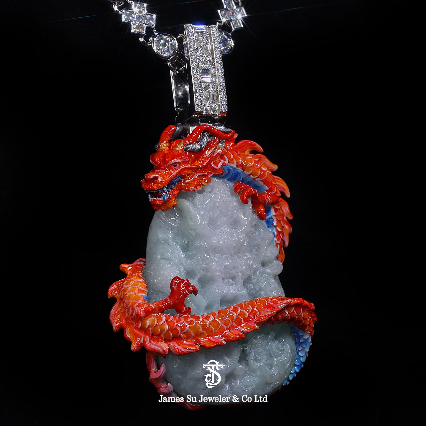 Moissanite Diamond Red Dragon Pendant with Tennis Chain — Luxury Hip Hop Jewelry