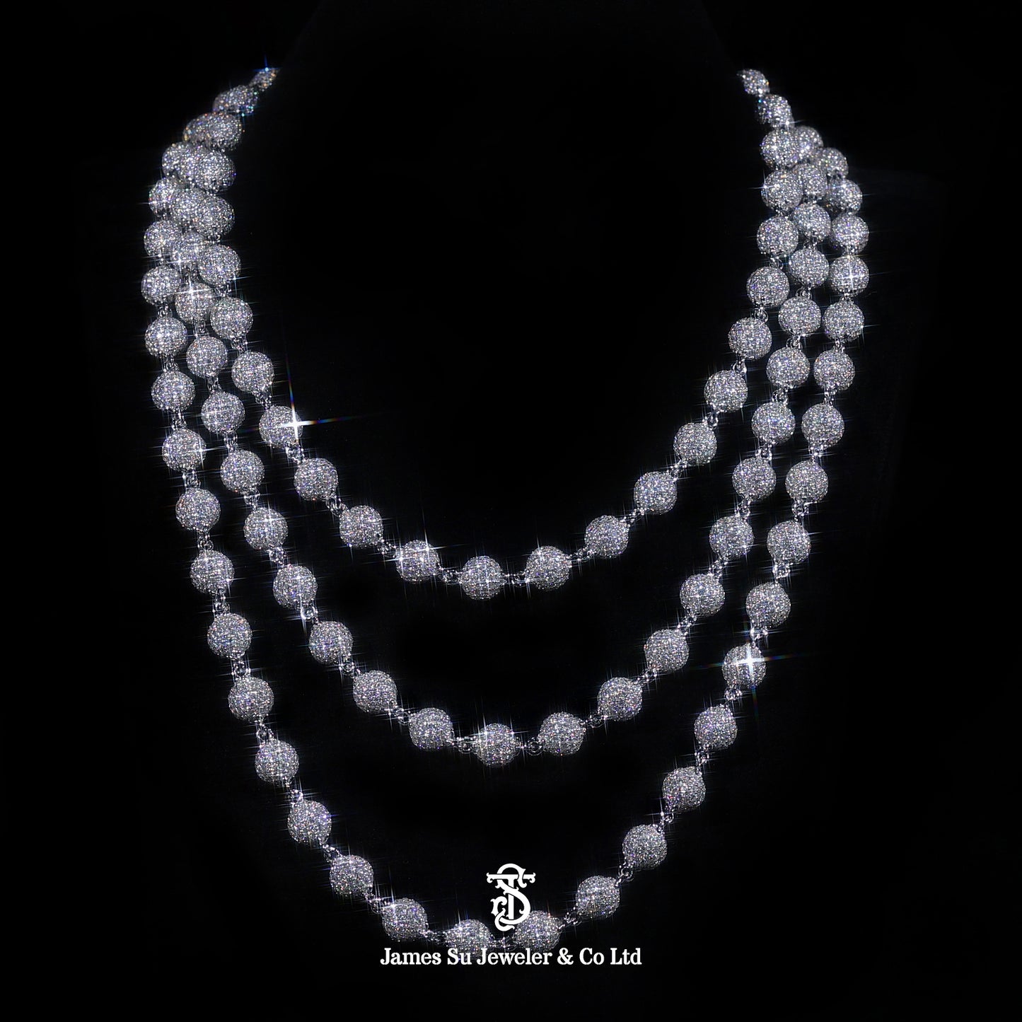 Iced Out Round Beads Chain — Luxury Hip Hop Necklace for Men