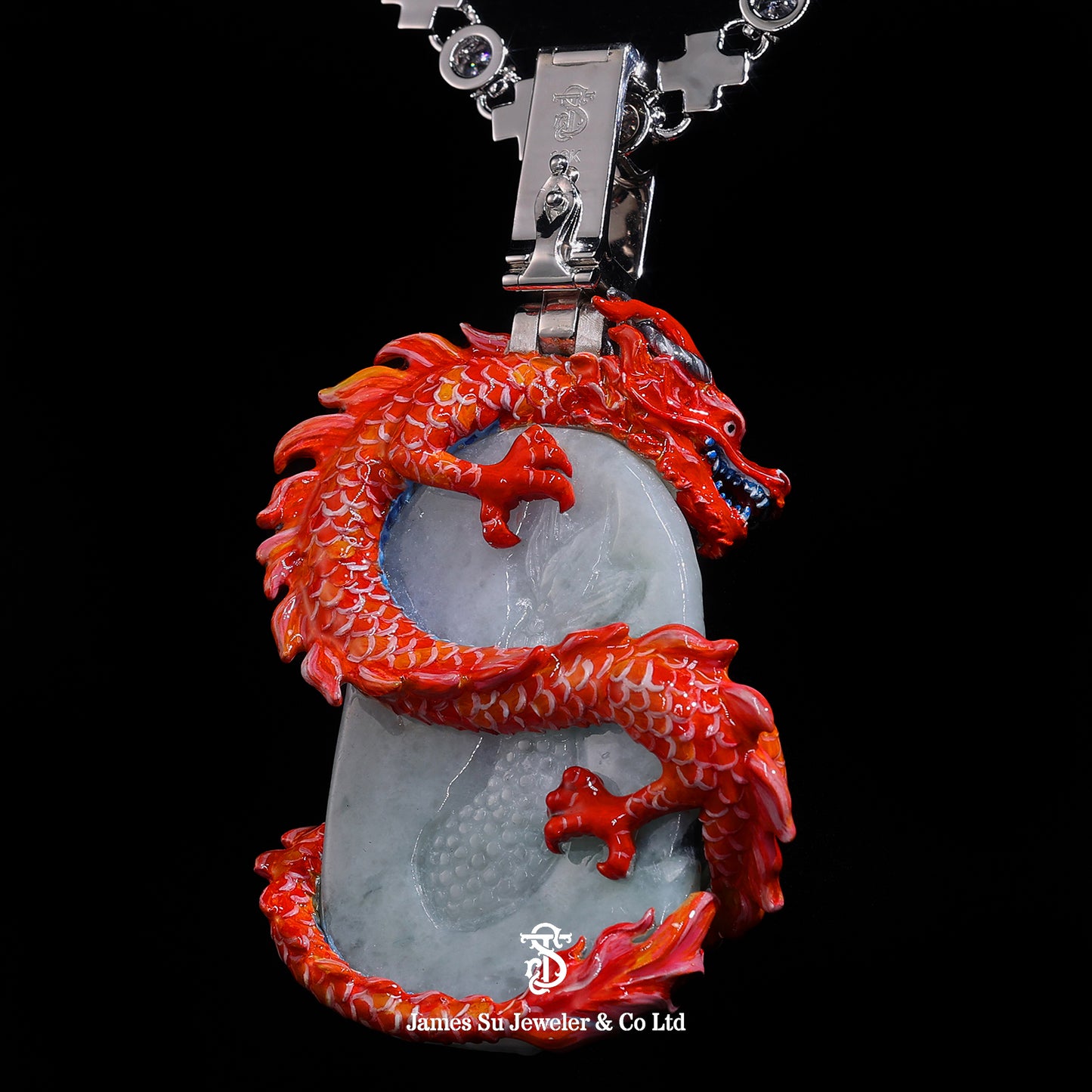 Moissanite Diamond Red Dragon Pendant with Tennis Chain — Luxury Hip Hop Jewelry