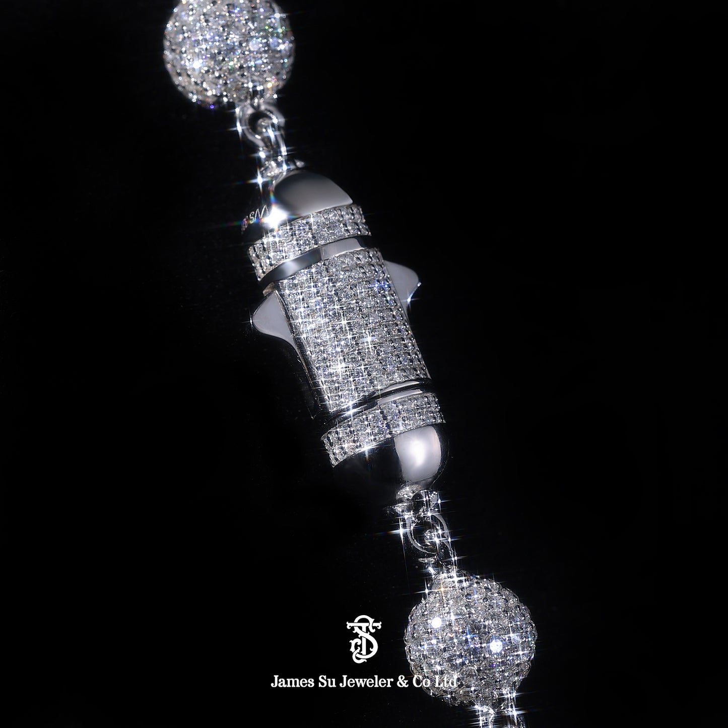 Iced Out Round Beads Chain — Luxury Hip Hop Necklace for Men