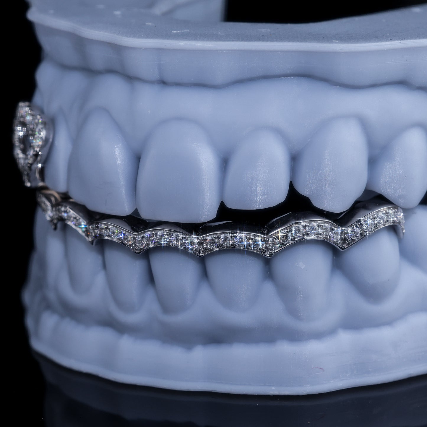 Custom Iced Out Heart & Wave Grillz Set | Hip Hop Bling