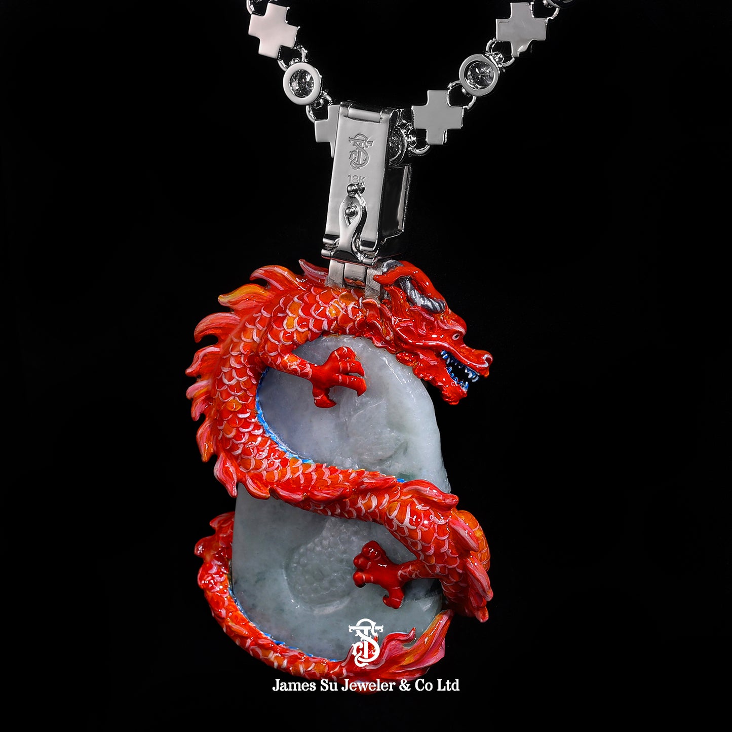 Moissanite Diamond Red Dragon Pendant with Tennis Chain — Luxury Hip Hop Jewelry