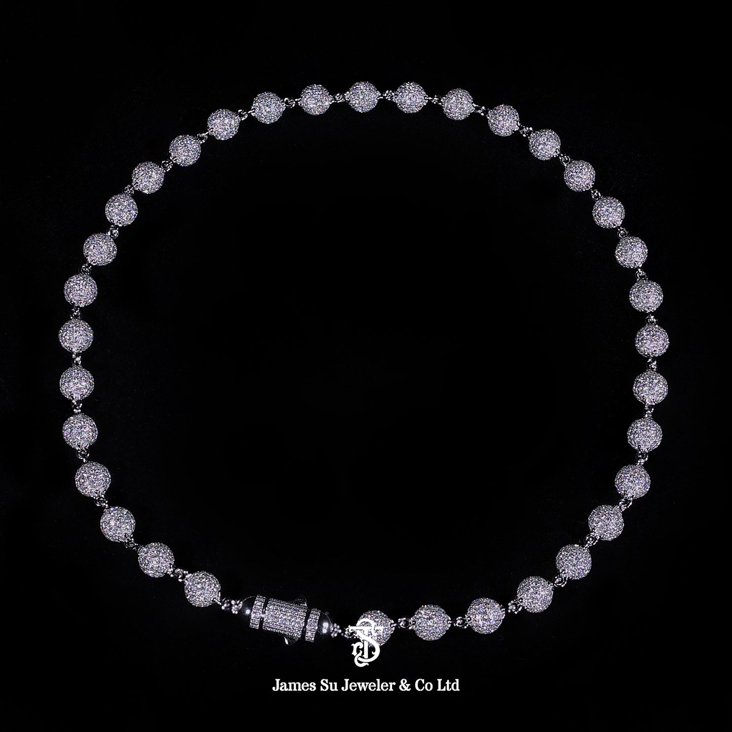 Iced Out Round Beads Chain — Luxury Hip Hop Necklace for Men