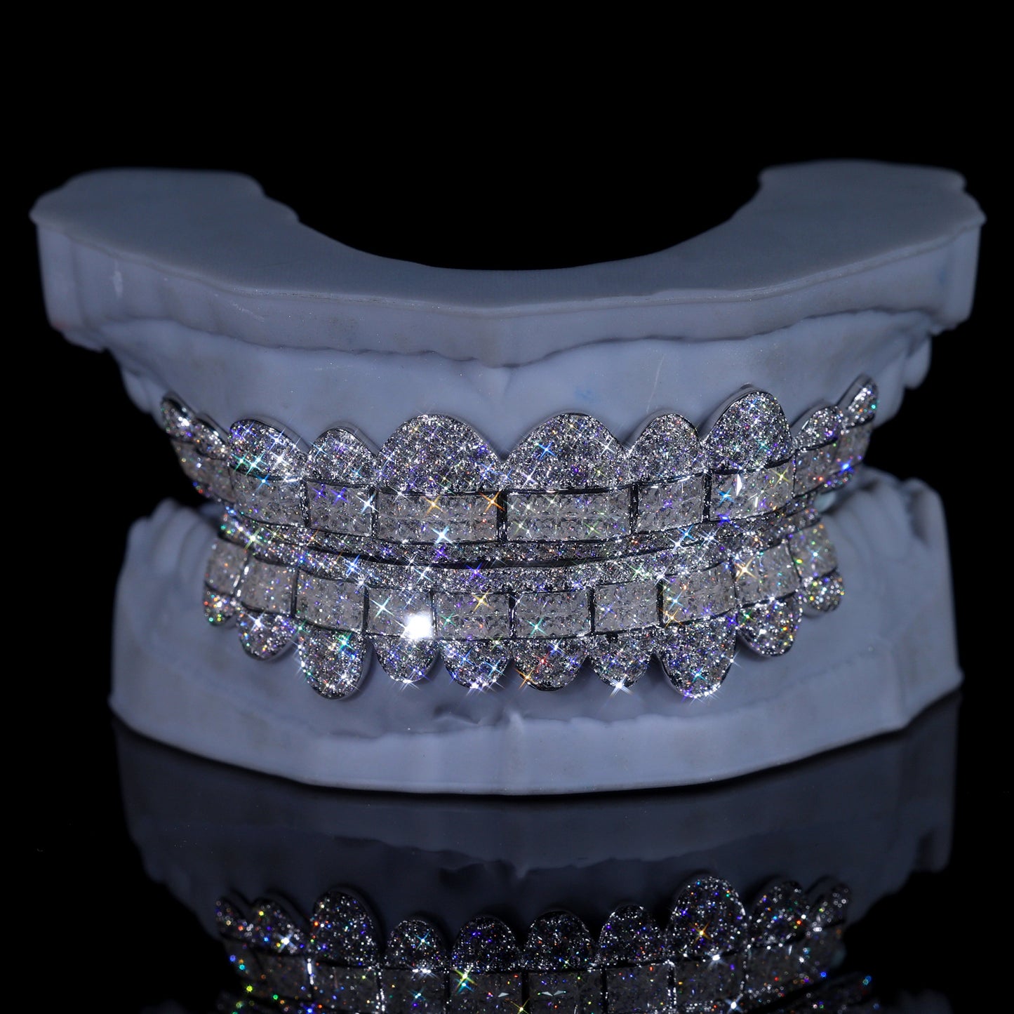 Ultimate Fully Flooded Double Row Grillz | Custom Bling Teeth