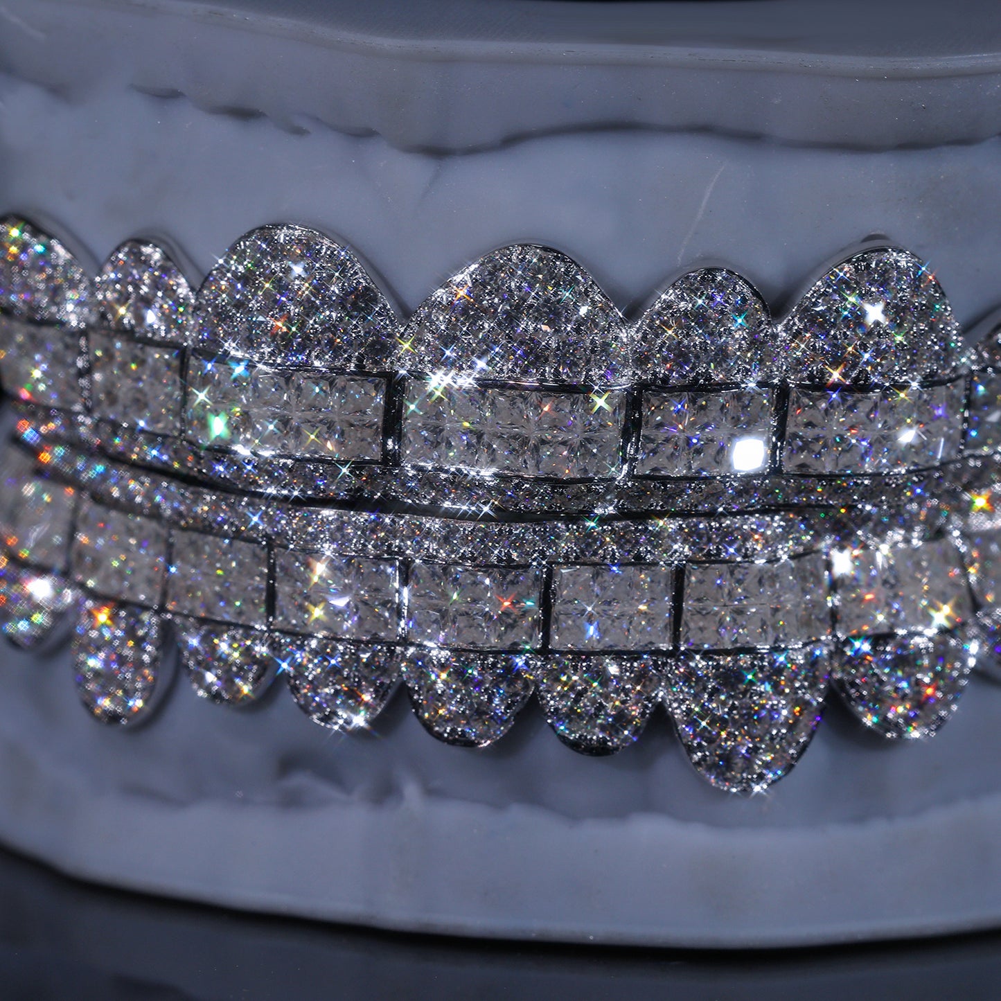 Ultimate Fully Flooded Double Row Grillz | Custom Bling Teeth