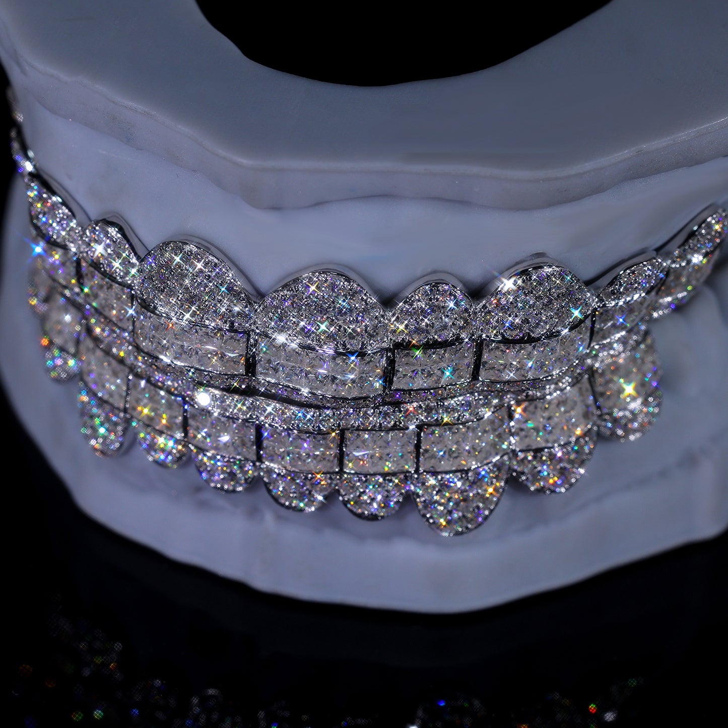 Ultimate Fully Flooded Double Row Grillz | Custom Bling Teeth