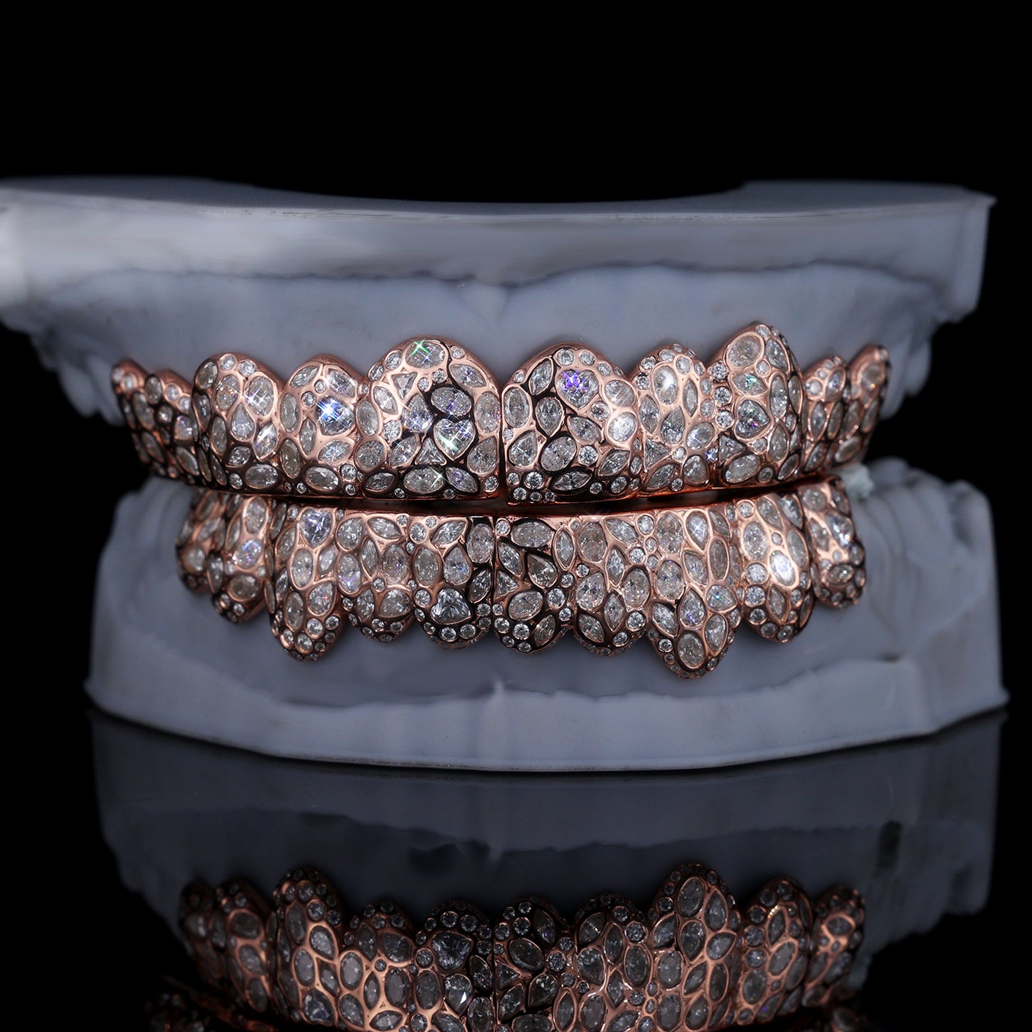Ultimate Fully Flooded Double Row Grillz | Custom Bling Teeth