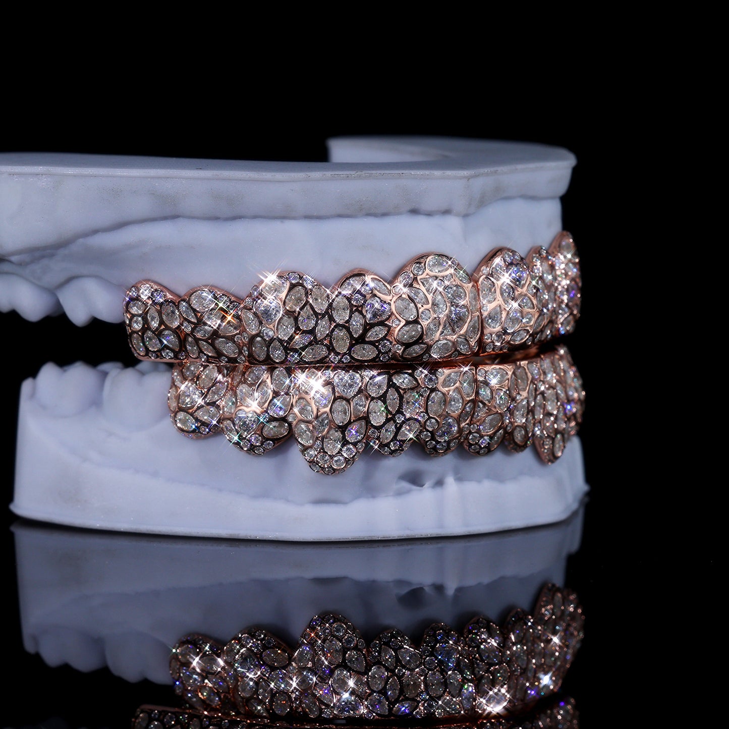 Ultimate Fully Flooded Double Row Grillz | Custom Bling Teeth