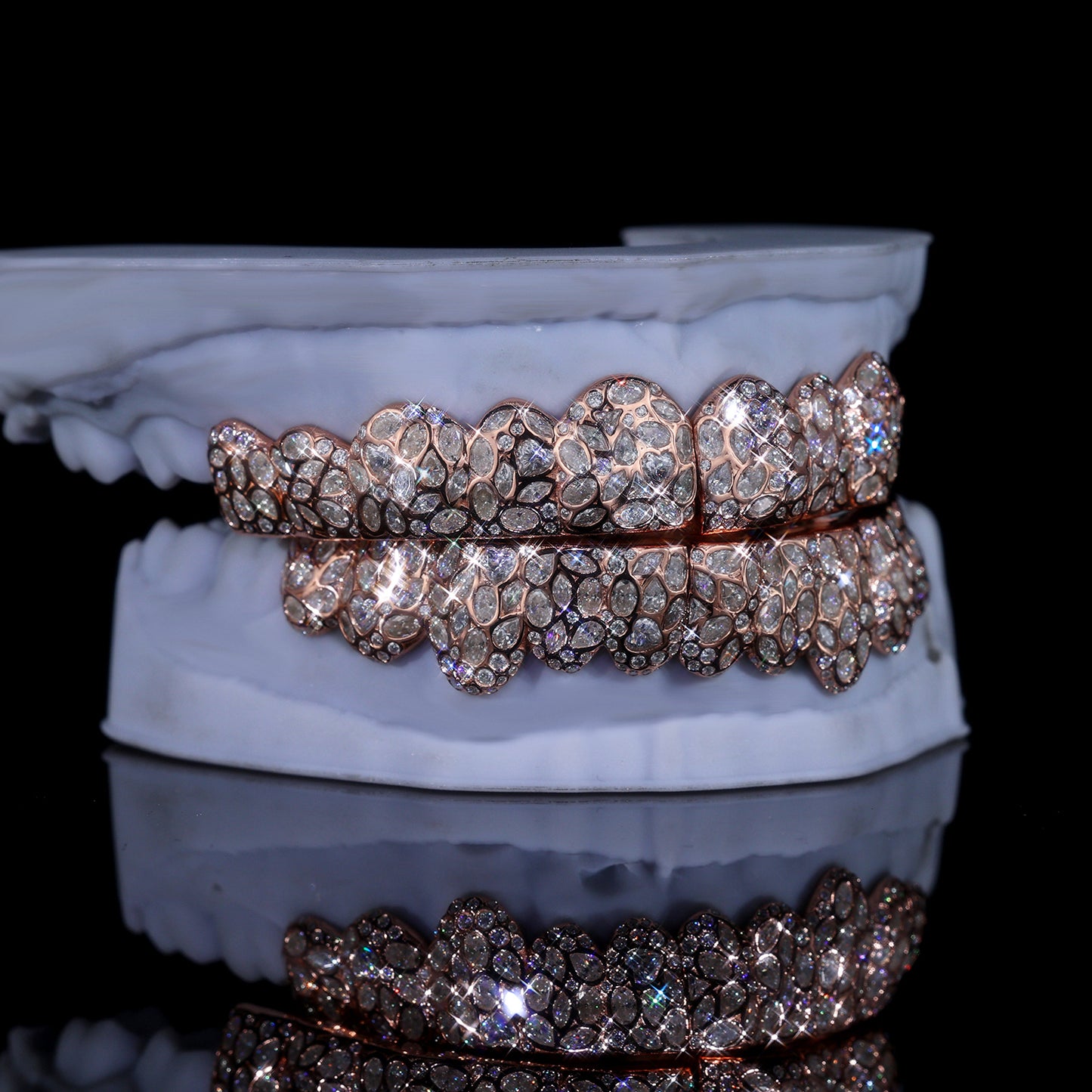 Ultimate Fully Flooded Double Row Grillz | Custom Bling Teeth