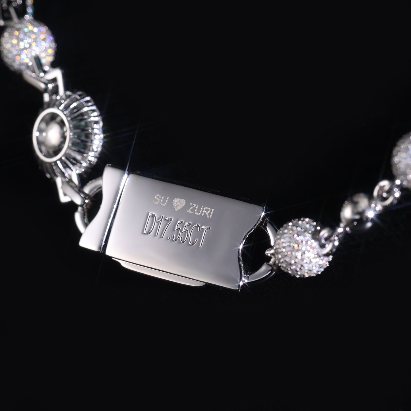 Iced Out Turtle Pendant with Black & White Ball Chain