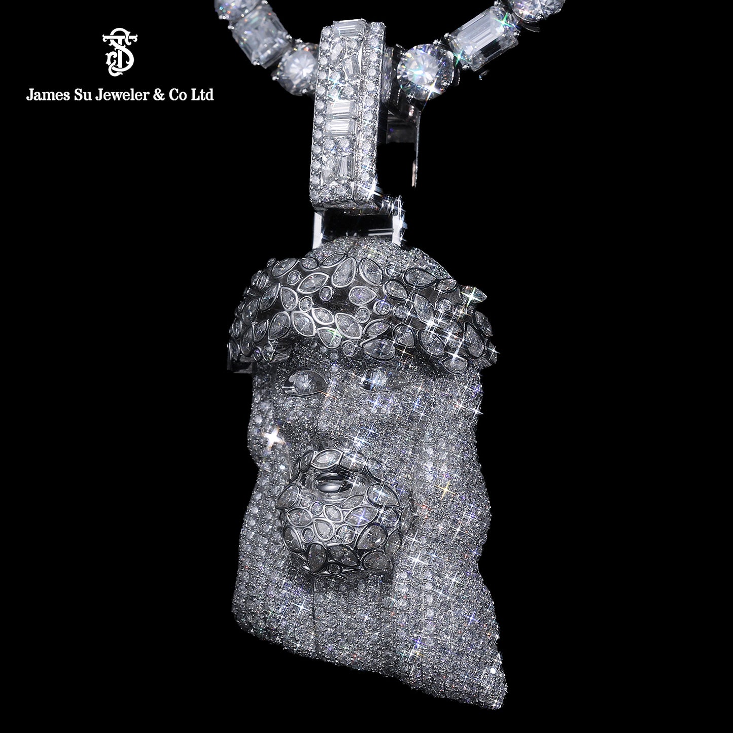 Masterpiece Iced Out Jesus Head Pendant | Hip Hop Luxury