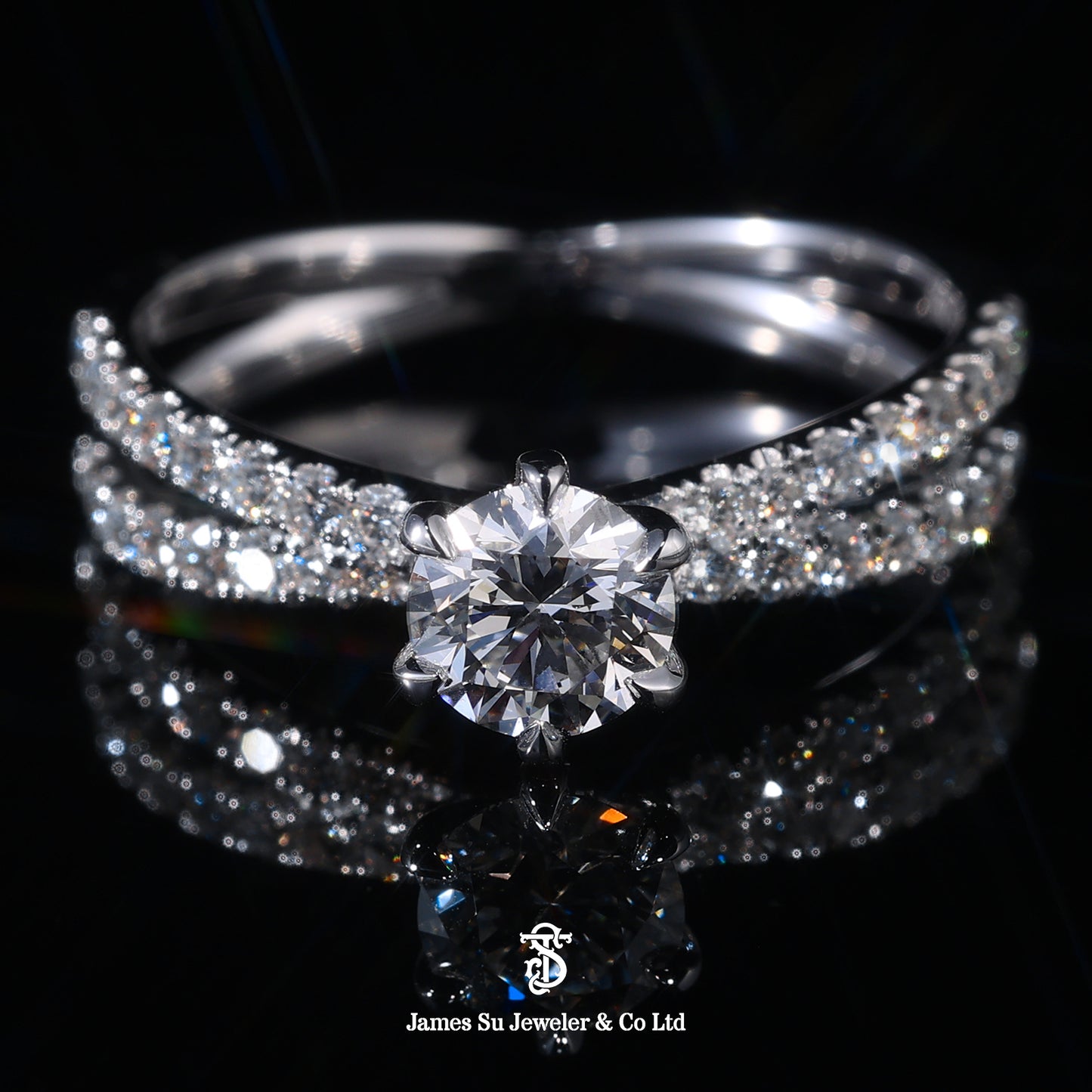 Luxury Solitaire Micro-Pave Engagement Ring | Custom Bling