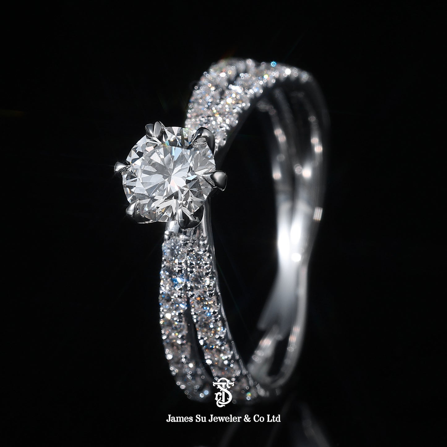 Luxury Solitaire Micro-Pave Engagement Ring | Custom Bling