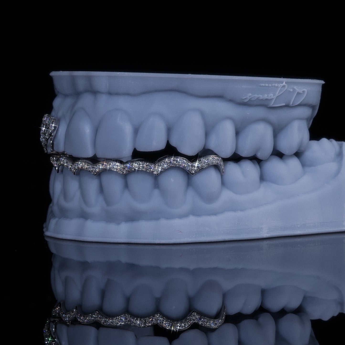 Custom Iced Out Heart & Wave Grillz Set | Hip Hop Bling