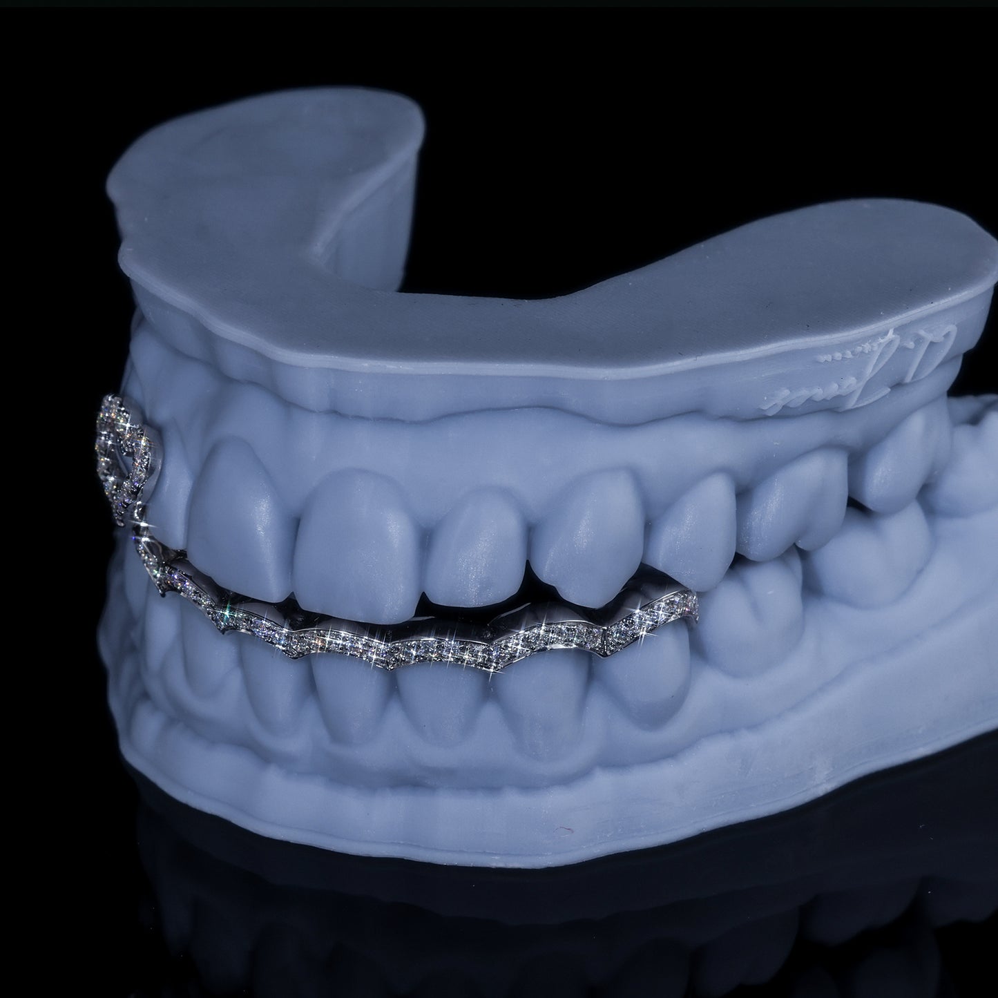 Custom Iced Out Heart & Wave Grillz Set | Hip Hop Bling