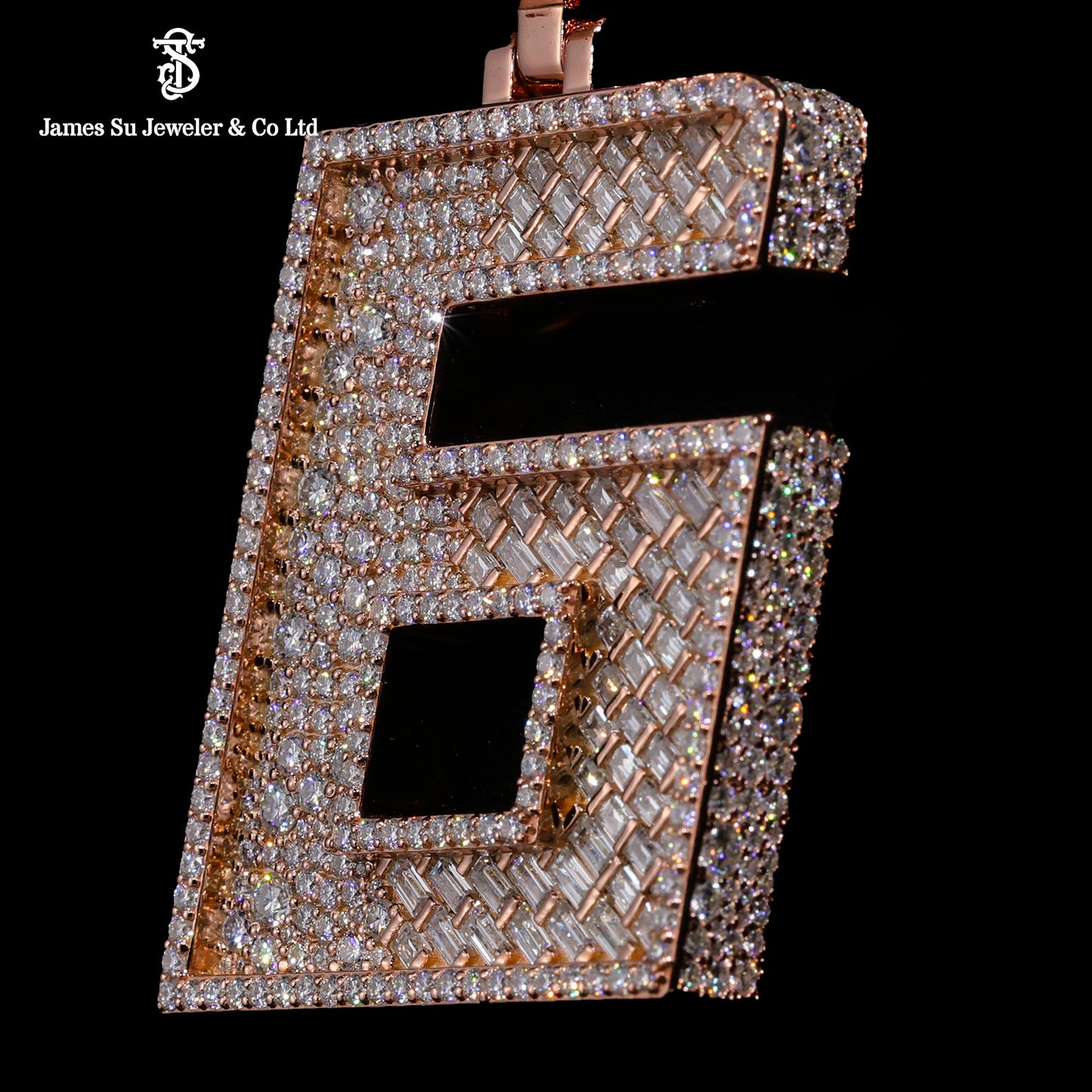 Iced Out Number 6 Pendant | Custom Baguette Hip Hop Jewelry