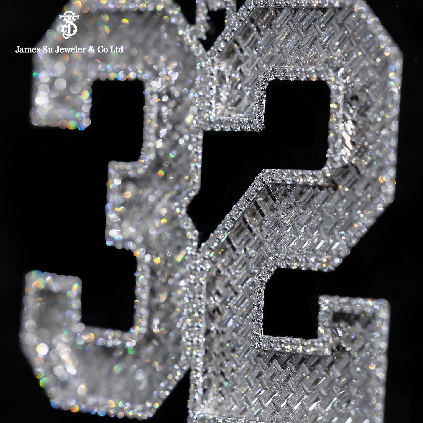 Iced Out Number 32 Pendant | Custom Baguette Rapper Jewelry
