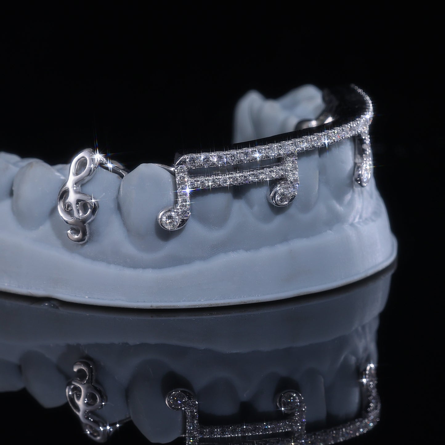 Iced Out Music Note Grillz Set | Custom Hip Hop Teeth