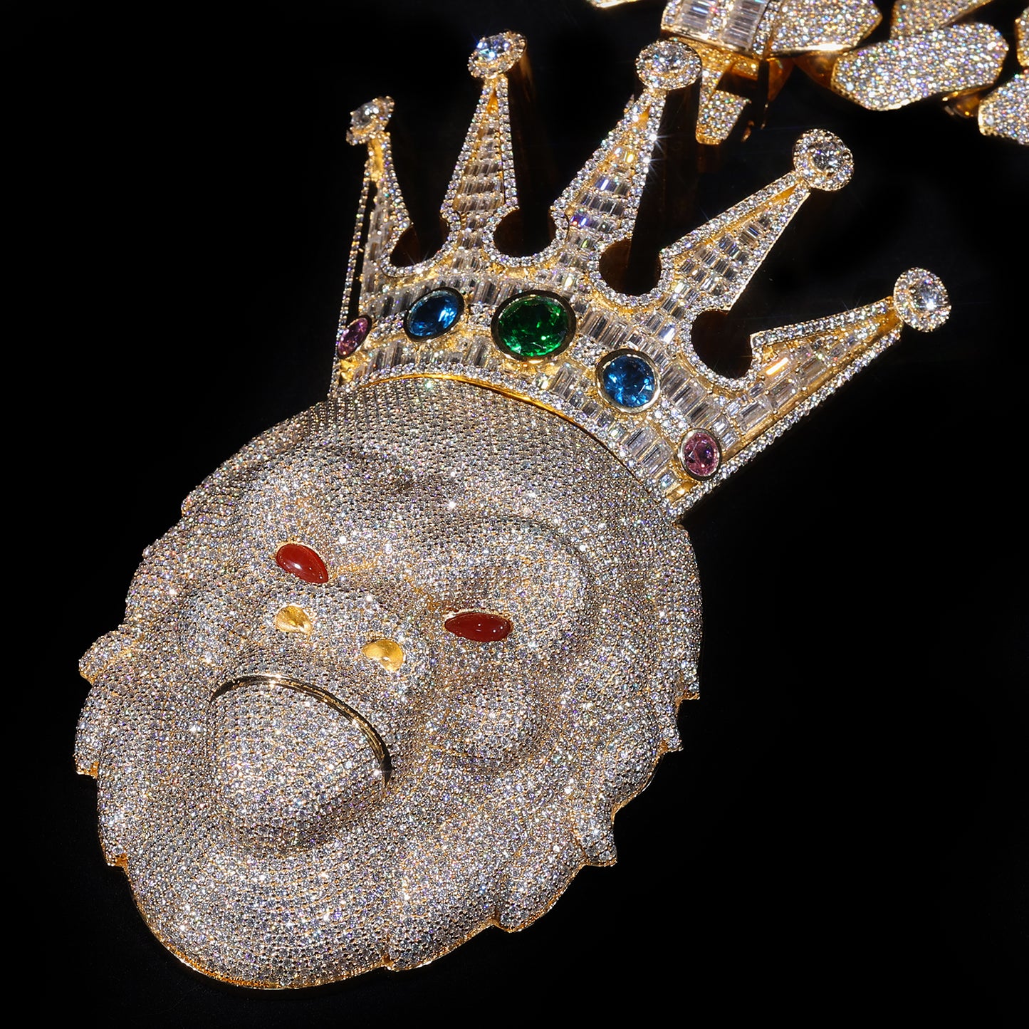 Iced Out Gorilla King Pendant & Cuban Link Chain | Hip Hop Bling