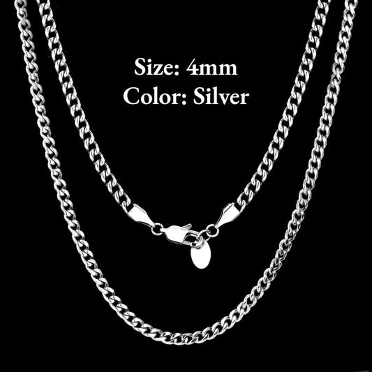 Wholesale Hip Hop Necklace Miami Cuban Link Chain 4mm In Stainless Steel PVD in White Gold
