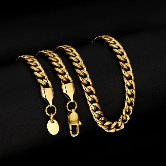 Wholesale  3mm Miami Cuban Link Chain Stainless Steel Plated 18k Gold