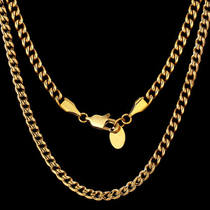 Wholesale Hip Hop Necklaces 4mm Miami Cuban Link Chain In Stainless Steel Plated Gold For Amazon Wish
