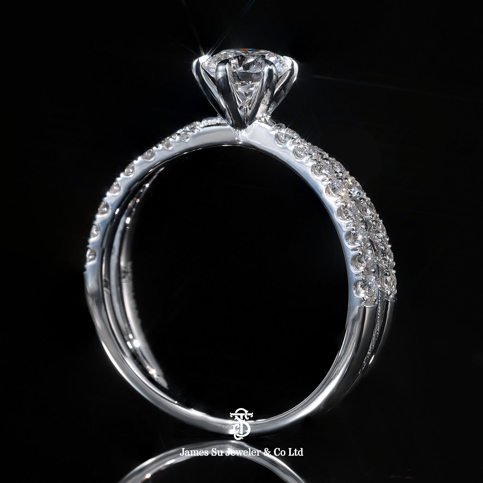Luxury Solitaire Micro-Pave Engagement Ring | Custom Bling
