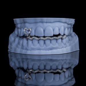 Custom Iced Out Heart & Wave Grillz Set | Hip Hop Bling